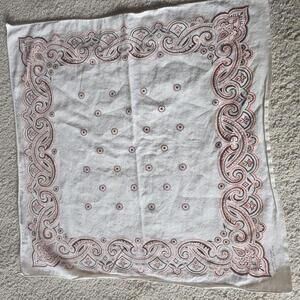 Vintage Depp 1970s White Brown Orange Bandana scarf cotton